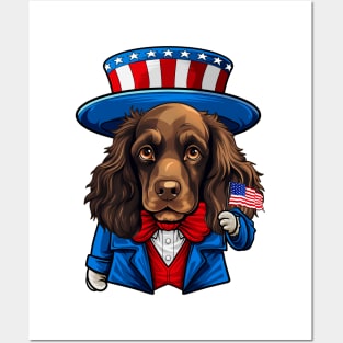 Funny 4th of July Boykin Spaniel Dog Posters and Art